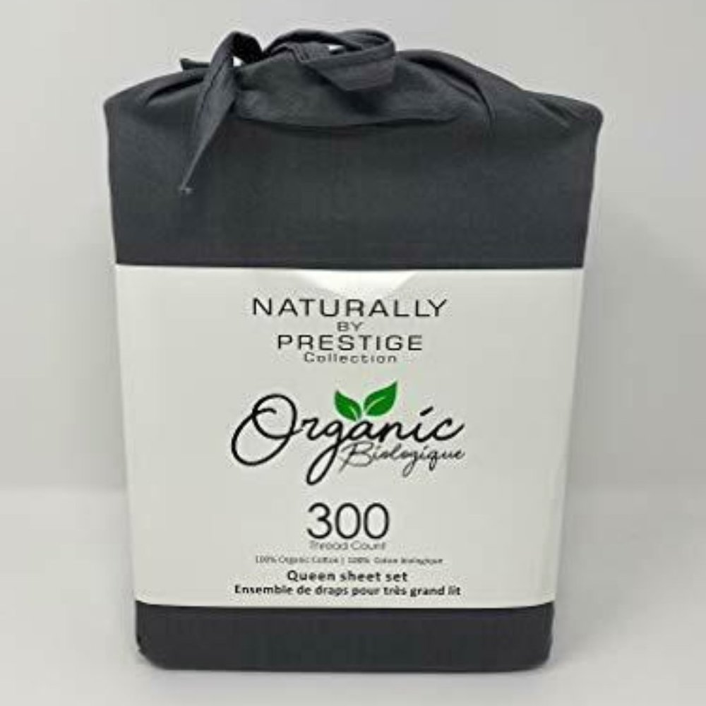 Prestige Home 300 Cotton Charcoal Sheet Set Queen